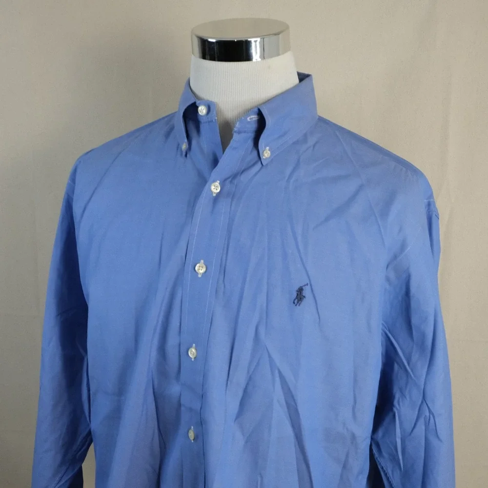 Polo Ralph Lauren 16 34/35 Classic Fit Oxford Button Down Dress Shirt Blue